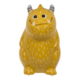 Ceramic Money Box Funny Monster 3 Models Yellow/Blue/Purple Kids Decoration Money Box with Lid (Yellow)
