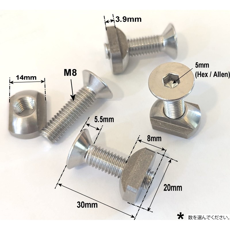 316 Stainless Steel Nut Bolts for Wing Foil Board SUP