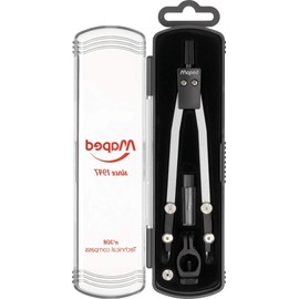 Maped 178001 Retro High Quality Box N° 308 3-Piece Compass, Universal Holder for Pens, Replacement Leads, Metal, 130 mm