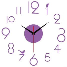 SPORTARC Modern DIY 3D Wall Clock Silent Frameless Design Home Decoration (Purple)
