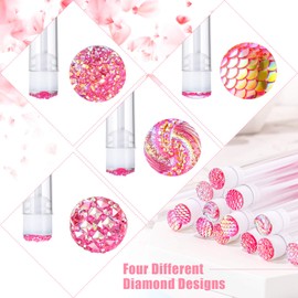 80 Pieces Disposable Mascara Brushes Tubes Set, 40 Pieces Diamond Empty Mascara Wand Tube with 40 Pieces Eyelash Brush Spoolies Makeup Tool for Eyelash Extension (Pink)