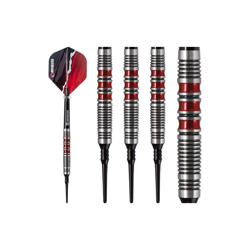 RUTHLESS Red Falcon Soft Tip Tungsten Darts Set, Red, 18g