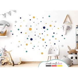 Little Deco Dots DL904-2 Wall Stickers Circles for Children's Room Wall Stickers Yellow Blue Mint Baby Room Wall Stickers Dots Pack of 120