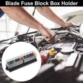X AUTOHAUX 1 Set 10 Way Blade Fuse Block Box Holder W/Negative Bus ATC/ATO Standard Circuit 10V-32V DC for Automotive Truck Boat Marine RV Van Vehicle