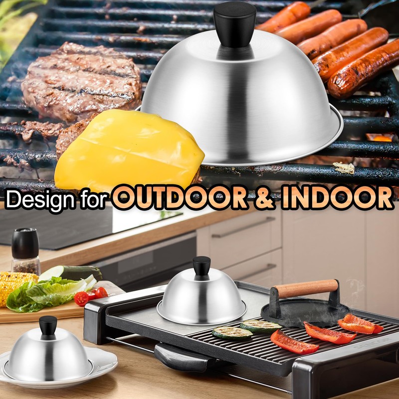 6 Inch Griddle Basting Covers & Smash Burger Press (2