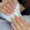 Press on Nails Medium Almond Fake Nails with Flower Designs