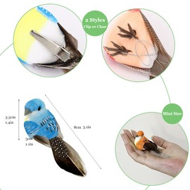 LWINGFLYER 12pcs Small Artificial Simulation Foam Feather Bird 3-Inch Realistic Sparrow Clip on Ornaments for Craft Project Christmas Tree Decoration Seasonal Display