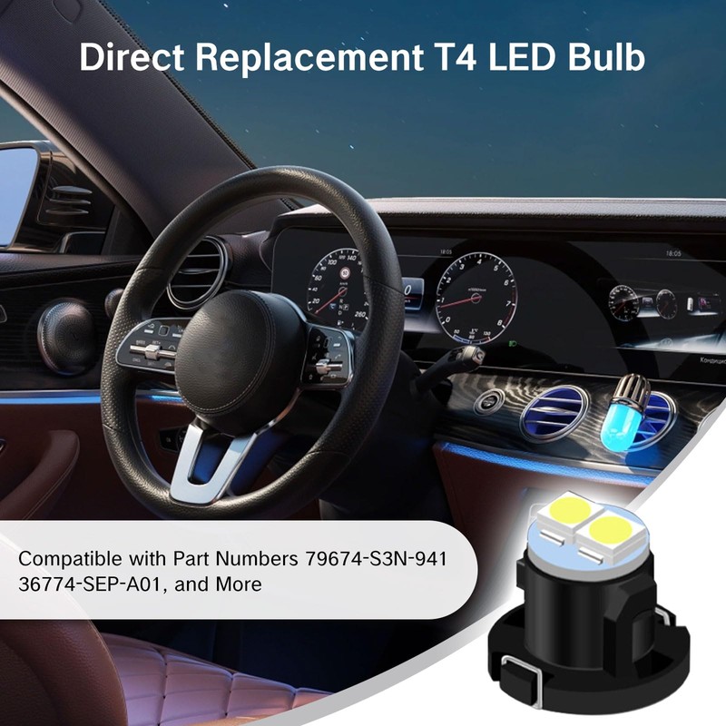 NIIIYTYB 10Pcs T4.2/T4 LED Bulb Climate Control Bulbs Wedge Instrument