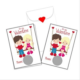 Kids Valentine's Day Scratch Off Card, DIY Valentines, Class Valentine, Pack of 24 Cards with Envelopes