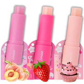 Kirby Kawakii Lip Balm for Girls, Cute Lip Balm for Women with Shea Butter, Jojoba Oil & Honey, Hydrating Lip Balm & Mini Lip Moisturizer for Girls Made in Japan, STRAWBERRY+ PEACH + SWEETS
