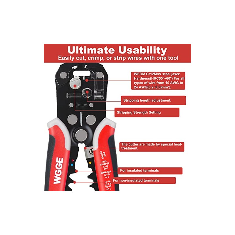 WGGE WG-014 Pelacables de aislamiento autoajustable Para pelar cables de