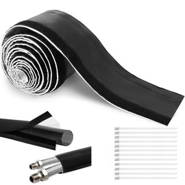 Amerbro Wire Heat Shield for Hose Lines & Electrical Wiring, Heat Shield Wrap Automotive for Exhaust and High-Temperature Pipes with 20 Pcs Stainless Steel Ties, 1/2" I.D.x 10FT, Black