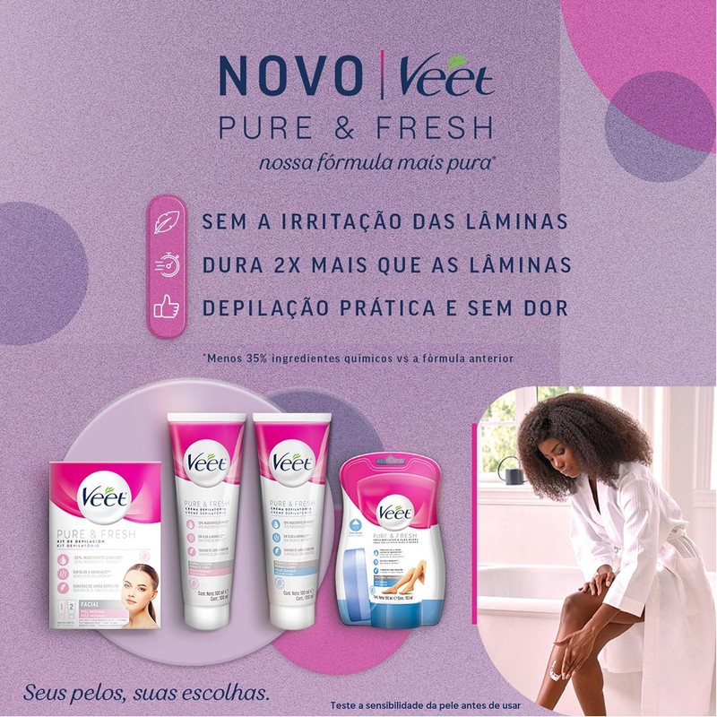 Veet Pure & Fresh Kit de Depilación Facial para Piel