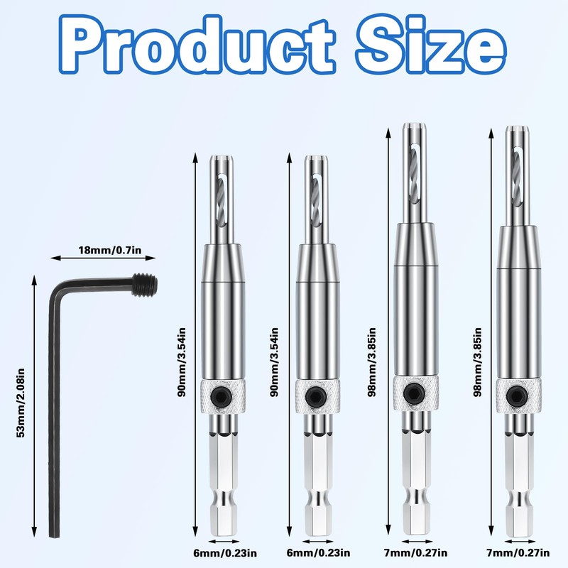 Meng Jiaran 4pc Self-Centering Drill Bit Set, 1/4" Hex Shank
