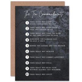 Artery8 Ten Commandments From God Christian Bible Verse Quote Scripture Typography Sealed Greeting Card Plus Envelope Blank Inside