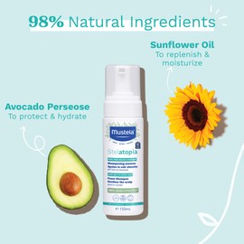 Mustela Stelatopia Eczema-Prone Skin Foam Shampoo for Newborn & Baby with - with Natural Avocado & Sunflower Oil - Fragrance-Free & Tear Free - 5.07 fl. oz.