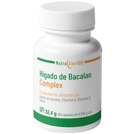 Nutrasien100 | Hígado de Bacalao Complex | Omega 3 EPA/DHA | Vitaminas A y D3 | 60 Cápsulas | Bienestar Diario para Jóvenes y Adultos