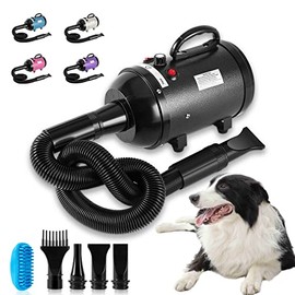 NESTROAD Dog Dryer High Velocity Dog Hair Dryer,4.3HP/3200W Dog Blower Grooming Force Dryer with Stepless Adjustable Speed,Professional Pet Hair Drying with 4 Different Nozzles for Dogs Pets,Black