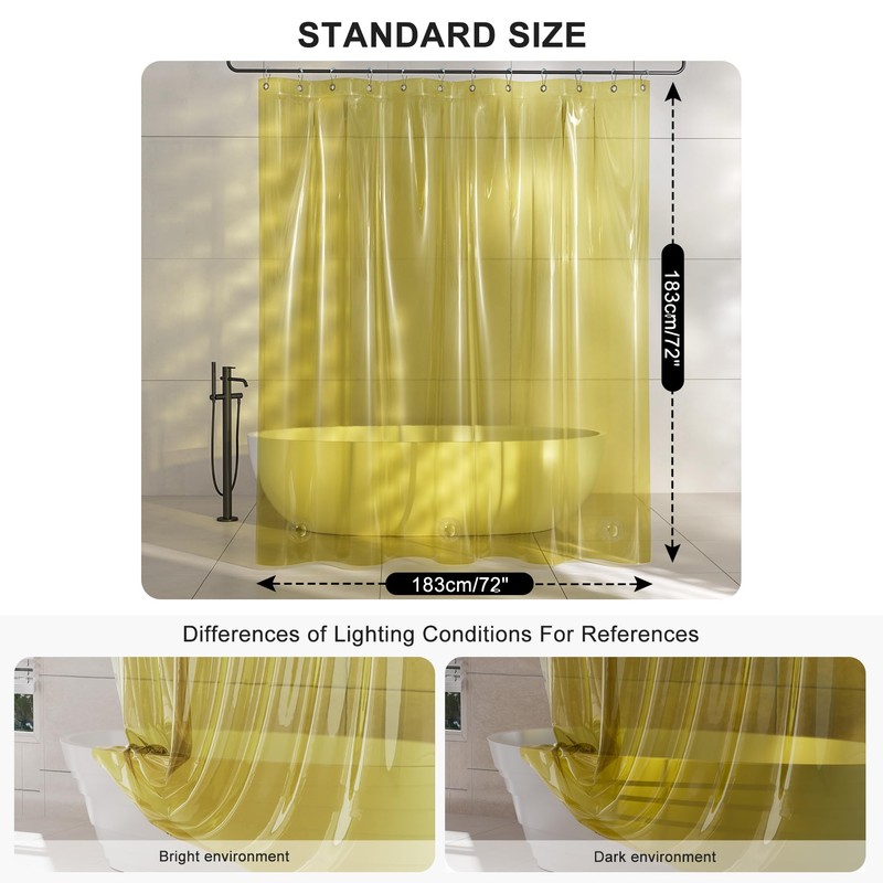 AmazerBath Yellow Shower Curtain Liner Heavy Duty, 100% EVA Clear
