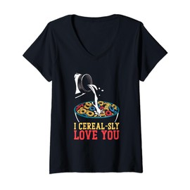 Womens I Cereal-Sly Love You - Funny Cereals Cornflakes Lover Pun V-Neck T-Shirt