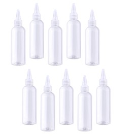 Ginddy Pack of 10 100 ml Squeeze Bottles Plastic Transparent Squeeze Bottle with Tip Nozzle & Screw Cap Empty Plastic Bottles for Filling Sauce Oils Travel Kitchen DIY
