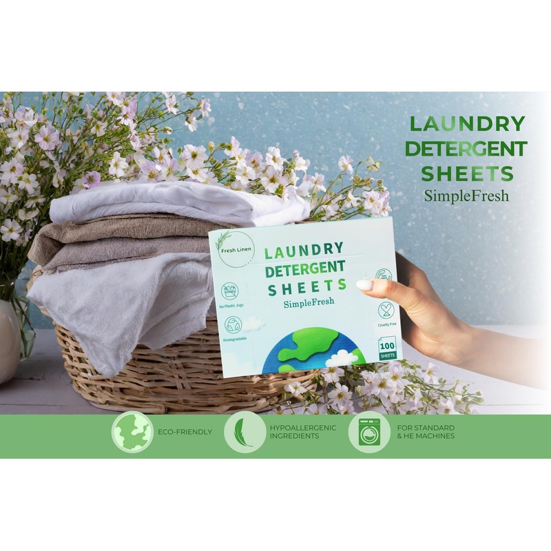 Simple Fresh Laundry sheets pack of 100, Fresh Scent -