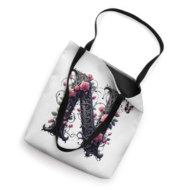 Letter N Initial Floral Monogram Rose Pink Flower Butterfly Tote Bag