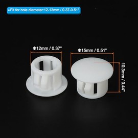 PATIKIL 12mm (1/2") Plástico Agujero Tapones, 60uds Empotrado Tipo Redondo Agujero Tapones Cubierta A Presión Bloqueo Agujero Tubo para Mesa Cocina Gabinete Muebles, Blanco