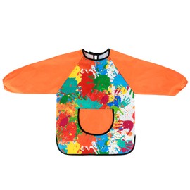 GSrenyu Kids Painting Apron, Waterproof Child Art Smock with Pocket, Long Sleeve Children's Art Apron for Painting,Cooking,Eating,Arts Children Ages 3-8（Orange）