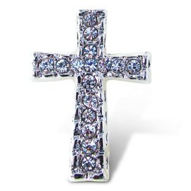 COTA Global Cross Sparkling Refrigerator Magnet - Silver Sparkling Rhinestones Crystals, Cute Religious & Inspirational Magnet for Kitchen Fridge, Locker, Home Decor, Cool Office Novelty - 1.75 Inch
