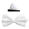 Tieworld Men's Formal Tuxedo Banded Pre-Tied Bow Tie Set, Blanco