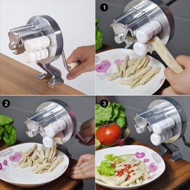 Manual Pasta Maker,Aluminium Alloy Hand Cranking Noodle Pressing Machine Pasta Presses Kitchen DIY Homemade Noodle Tools