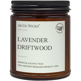 Arctic Wicks Scented Coconut Beeswax Candles | Coconut Beeswax Non Toxic Candle 9oz Amber | Farmhouse Candles Non-Toxic Clean Burn 100% USDA Certified Biobased (Lavender Driftwood)