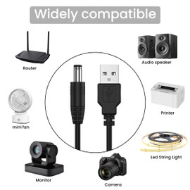 Vanjua USB to DC 5V Power Cord, Universal DC 5.5x2.1mm Plug Jack Charging Cable with 8 Connector Tips (3.5x1.35, 4.0x1.7, 4.8x1.7, 5.5x1.7, 5.5x2.1, 5.5x2.5, 6.3x3.0, 6.0x4.4) 3.3FT