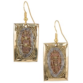 SPUNKYsoul Handmade 3 Toned Basket Weave Earrings | SPUNKYsoul Collection (Rectangle)