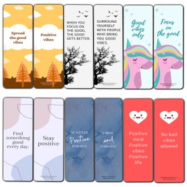 Creanoso Spread The Good Vibes Bookmarks (5-Sets X 6 Cards) – Daily Inspirational Card Set – Interesting Book Page Clippers – Great Gifts for Adults and Professionals
