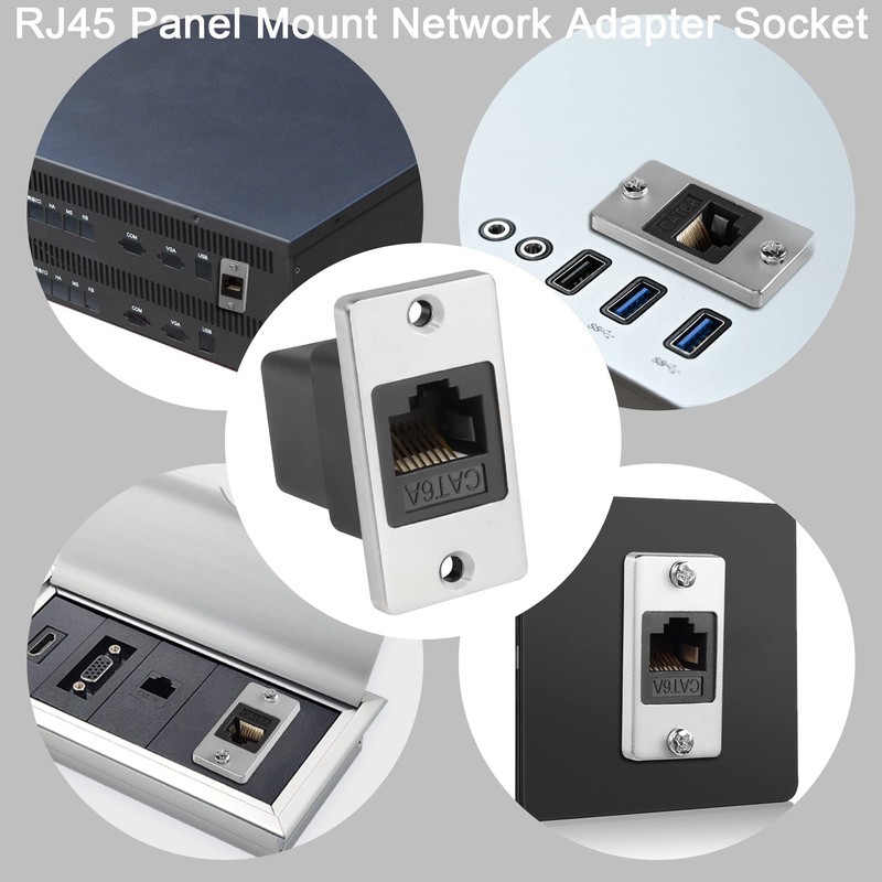 QIANRENON RJ45 Rectangular Panel Network Adapter Cat6A RJ45 8P8C Female
