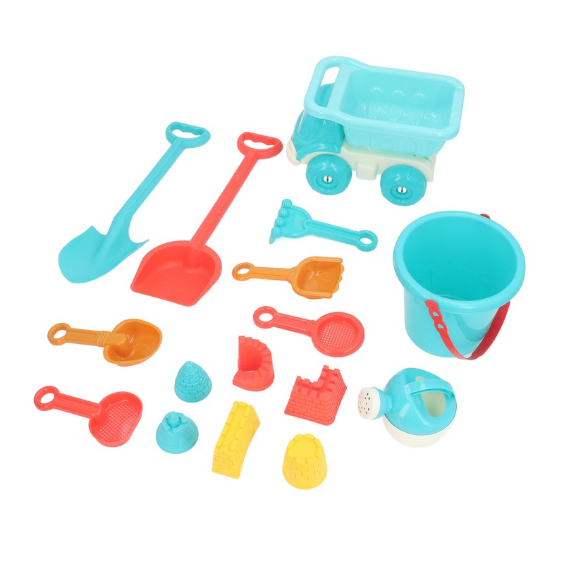 16pcs Kids Beach Toys Set Bucket Shovel Rake Sand Model