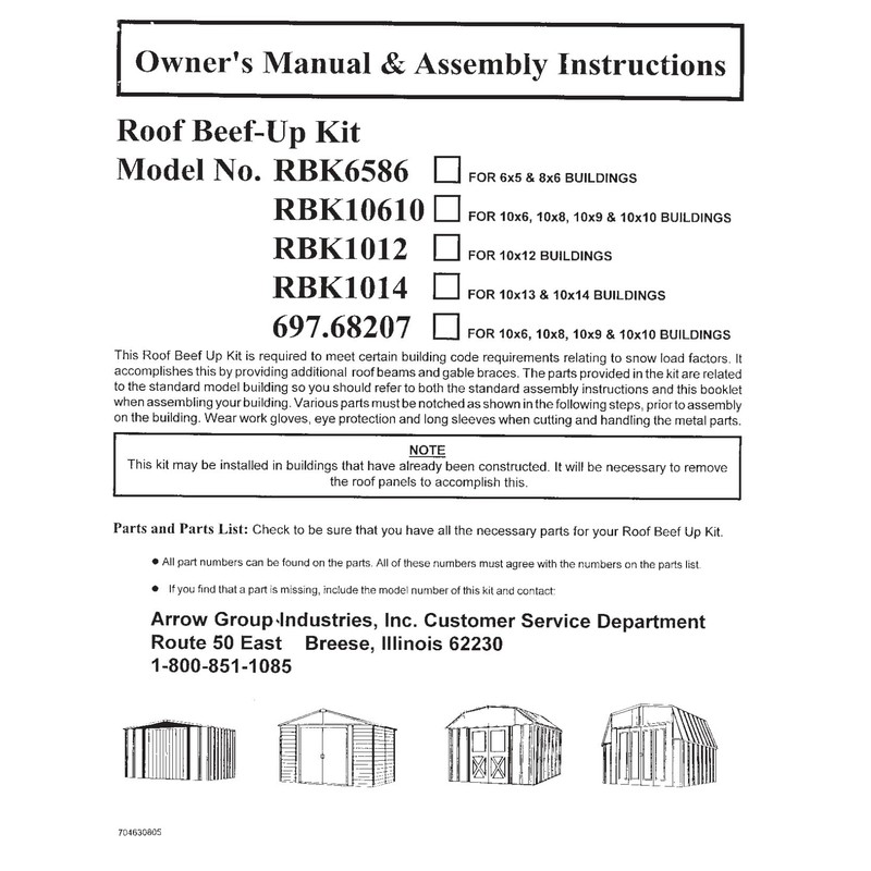 Arrow 6586 Roof Strengthening Kit for Shed Roofs, 6 by