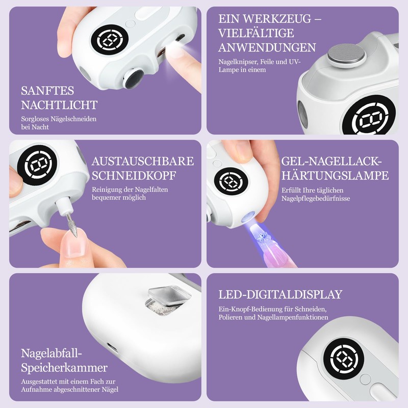 Electric Nail Clippers 4 in 1 Nail Trimmer Electric with