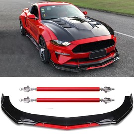 Universal Front Bumper Lip Chin Spoiler Splitter Diffuser Guard Wing Protector Trim Car Body Kit with Adjustable Support Splitter
