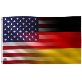 3x5 ft German American Hybrid Flag: 100% Polyester Banner, Brass Grommets & Strong Canvas Header, For Use Outdoor or Indoor