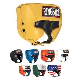 Ringside Competition-Like Boxing Sparring Training Headgear with Cheeks, Gold, Small