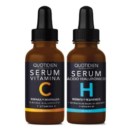 Kit 1 Serum Facial Vitamina C + 1 Suero Facial Ácido Hialurónico Antienvejecimiento - Cuidado Facial para Todo Tipo De Piel- Skin Care Facial - Aclara