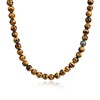 COAI Men's Gemstone Ball Chain, Silver Tiger's Eye Silver, Tigers