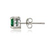 Sterling Silver Created Emerald 5mm Square Stud Earrings