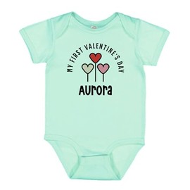 TATY Kids My First Valentine's Day Aurora Baby Infant One Piece Bodysuit 12 Months Chill Blue