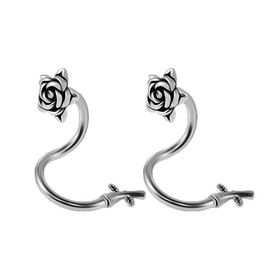 Niaspi Rose Flower Twist Helix Earrings Spiral Barbell Labret Lip Rings Stainless Steel Cartilage Conch Tragus Earrings Hypoallergenic Body Piercing Jewelry for Women 2Pcs