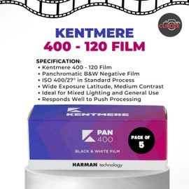 Clikoze Film Bundle with Kentmere 400 120 Black & White Film 12 EXP and Clikoze Camera Photography Tips Card & Camera Lens Cleaning Cloth