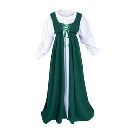 Artemisia Designs 2 Piece Renaissance Medieval Gown with White Chemise (Large, Green)